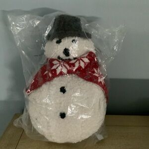 Pottery Barn Archie Snowman Pillow with Red and Black Accents